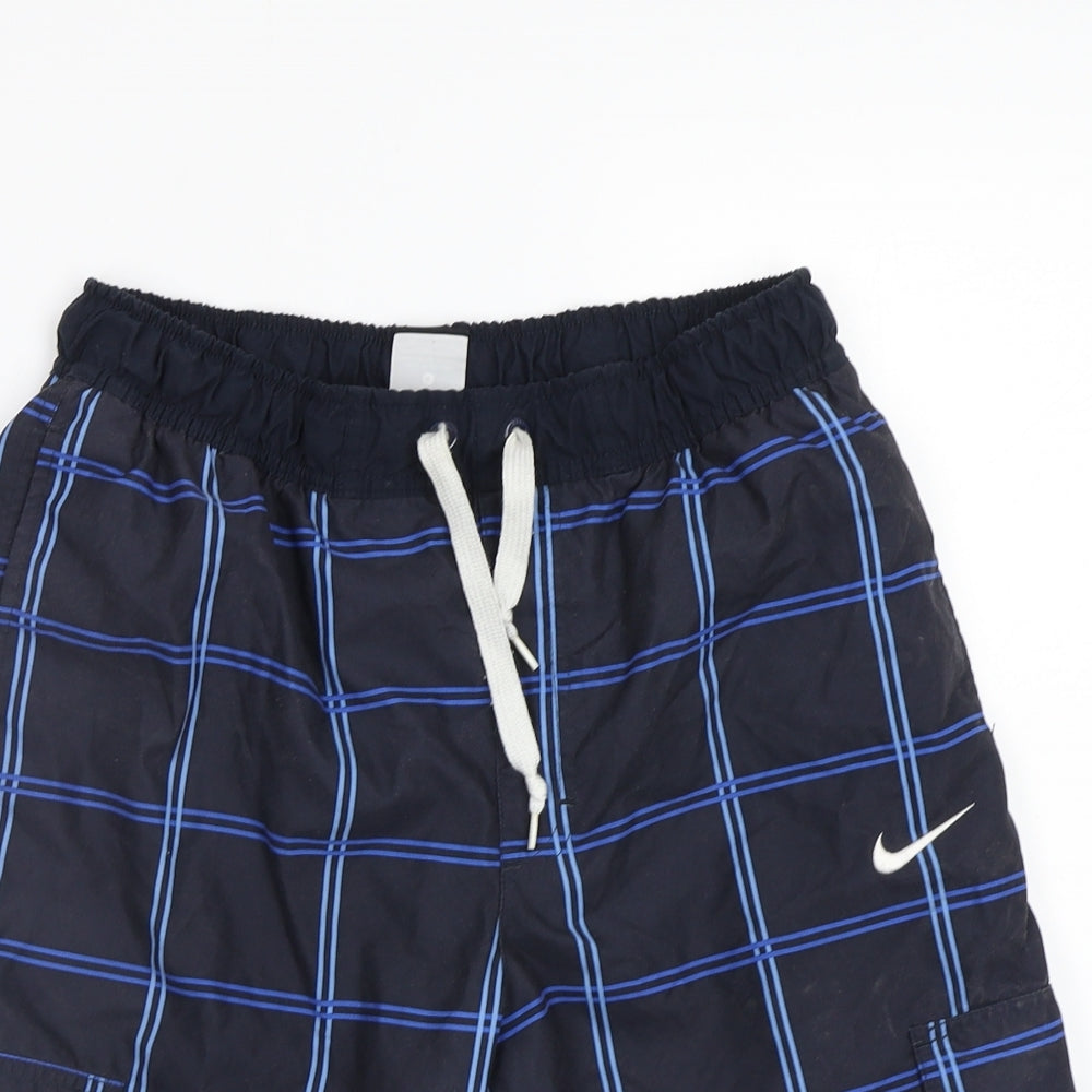Nike Mens Blue Check  Sweat Shorts Size S - Elastic Waist Band