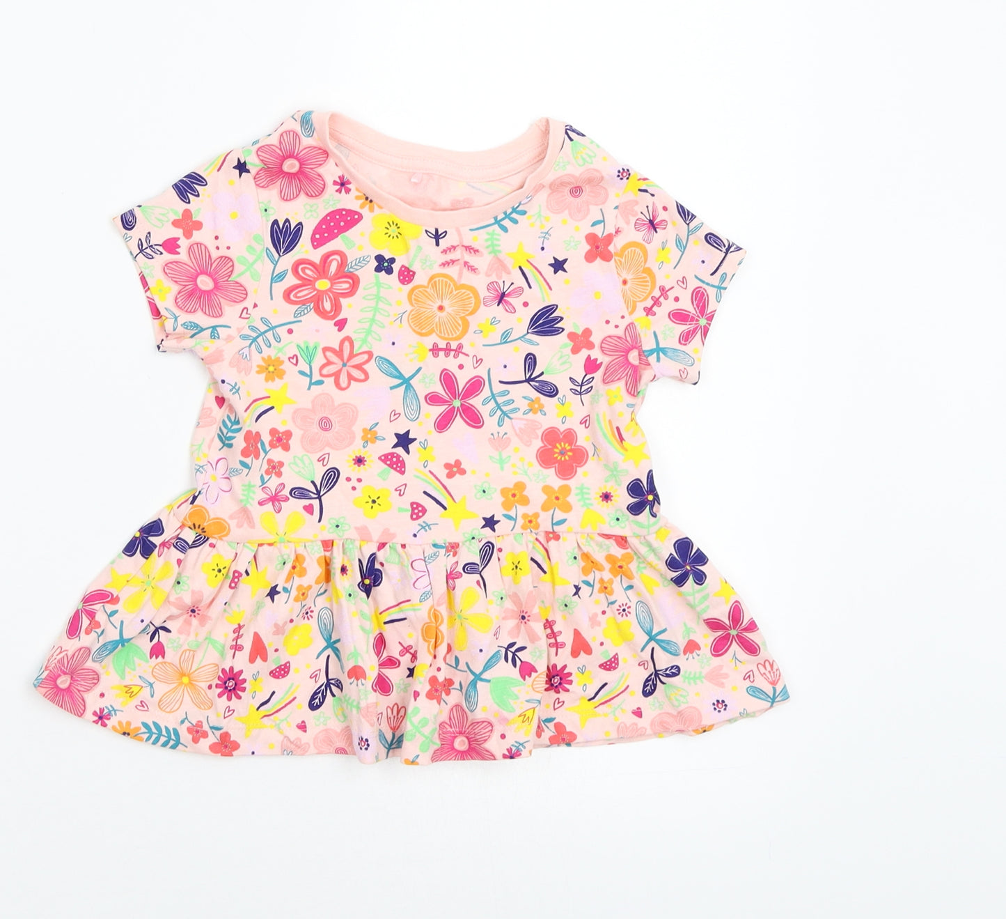 George Girls Pink Floral  Basic T-Shirt Size 2-3 Years