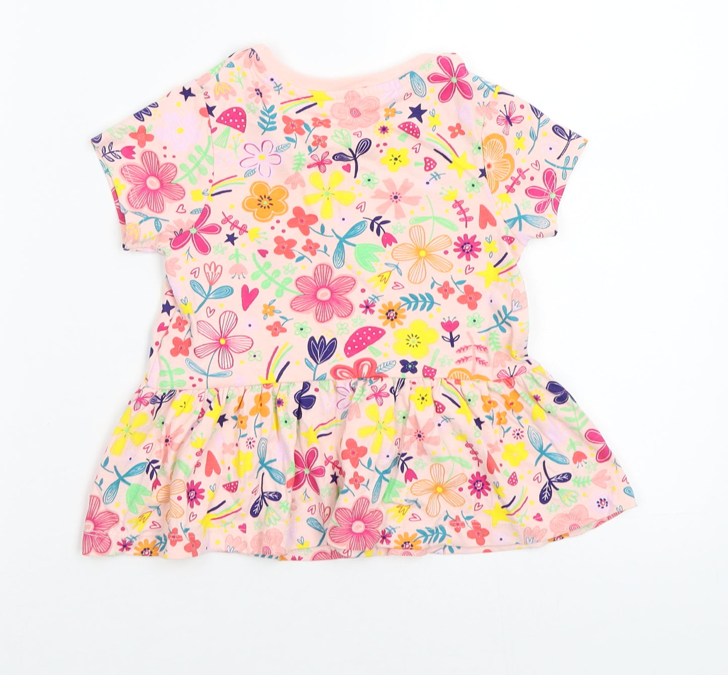 George Girls Pink Floral  Basic T-Shirt Size 2-3 Years