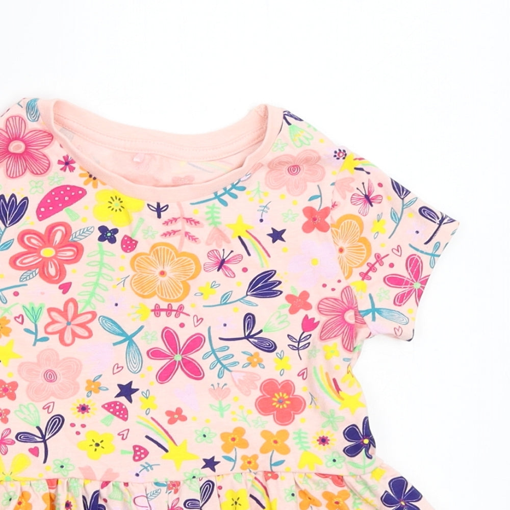 George Girls Pink Floral  Basic T-Shirt Size 2-3 Years