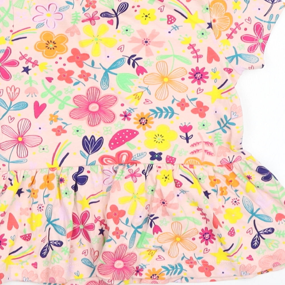 George Girls Pink Floral  Basic T-Shirt Size 2-3 Years