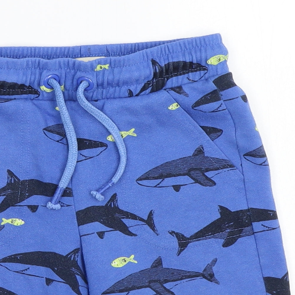 F&F Boys Blue Geometric  Sweat Shorts Size 4-5 Years - Sharks