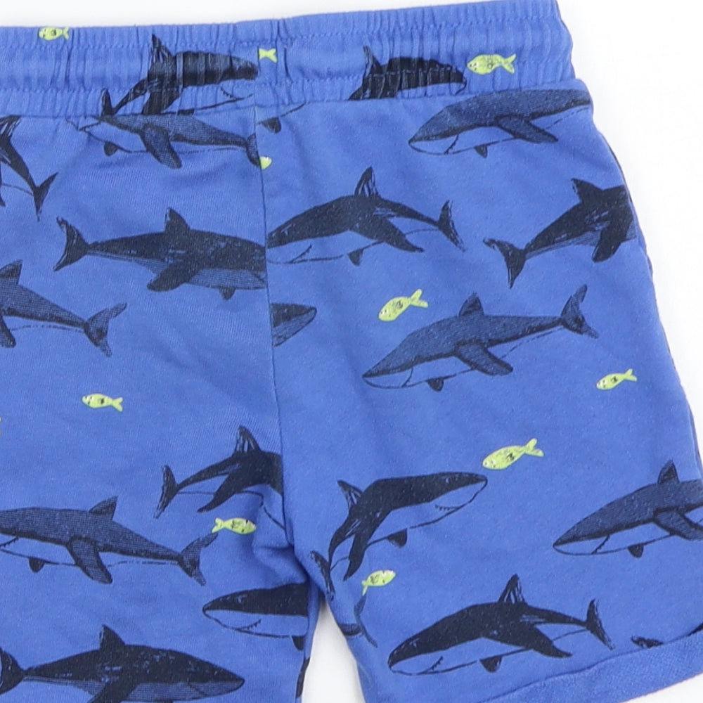 F&F Boys Blue Geometric  Sweat Shorts Size 4-5 Years - Sharks