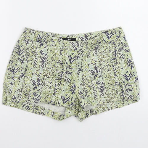 H&M Womens Green Animal Print  Bermuda Shorts Size 6
