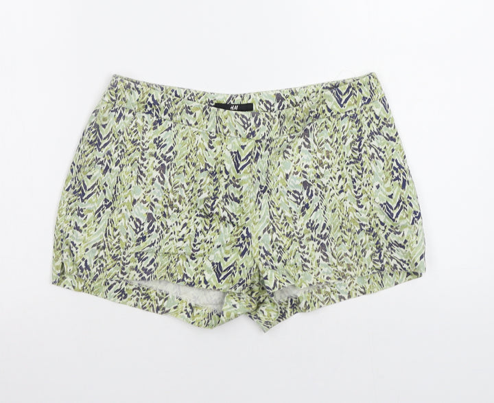 H&M Womens Green Animal Print Bermuda Shorts Size 6