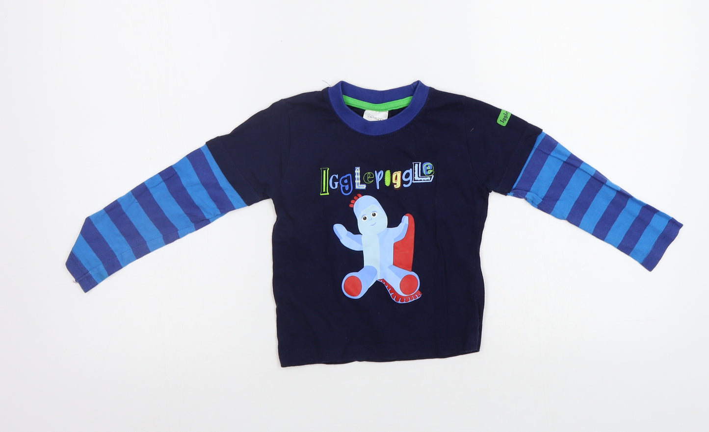 In the Night Garden Boys Blue Striped  Basic T-Shirt Size 2-3 Years  - Iggle Piggle