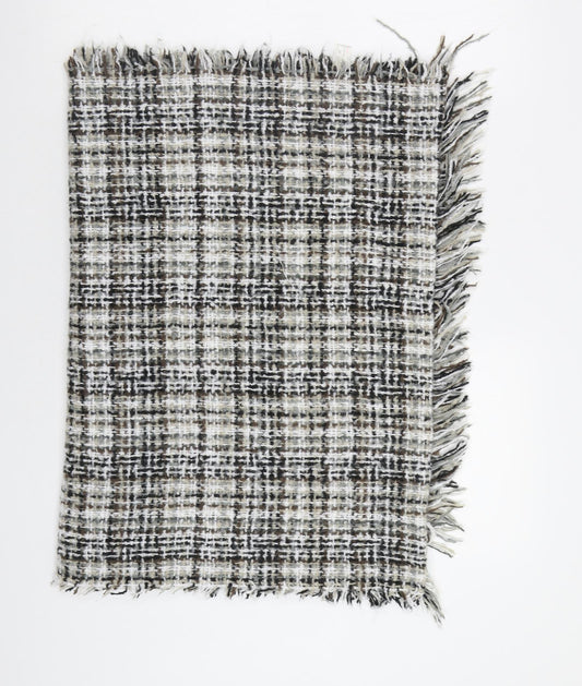 Front view of Preworn women’s grey check shawl/wrap
