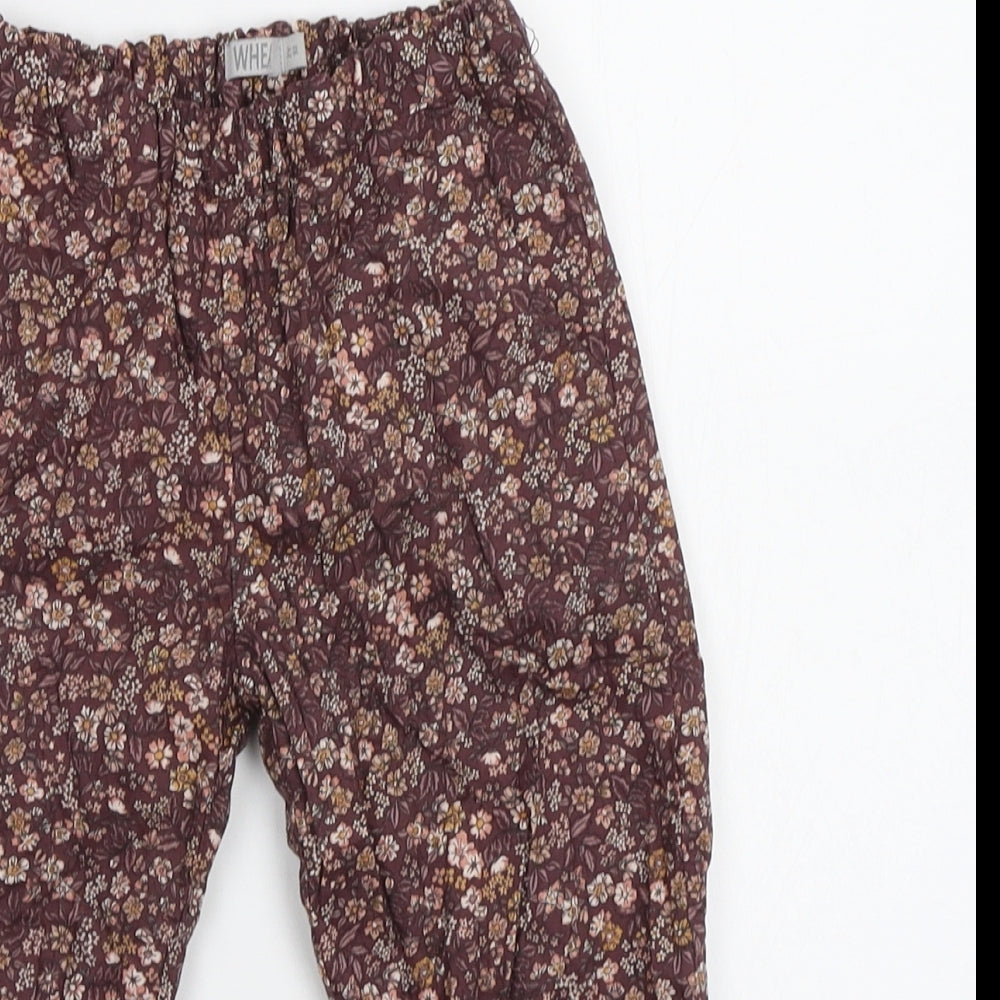 Wheat Girls Brown Floral  Jogger Trousers Size 2 Years