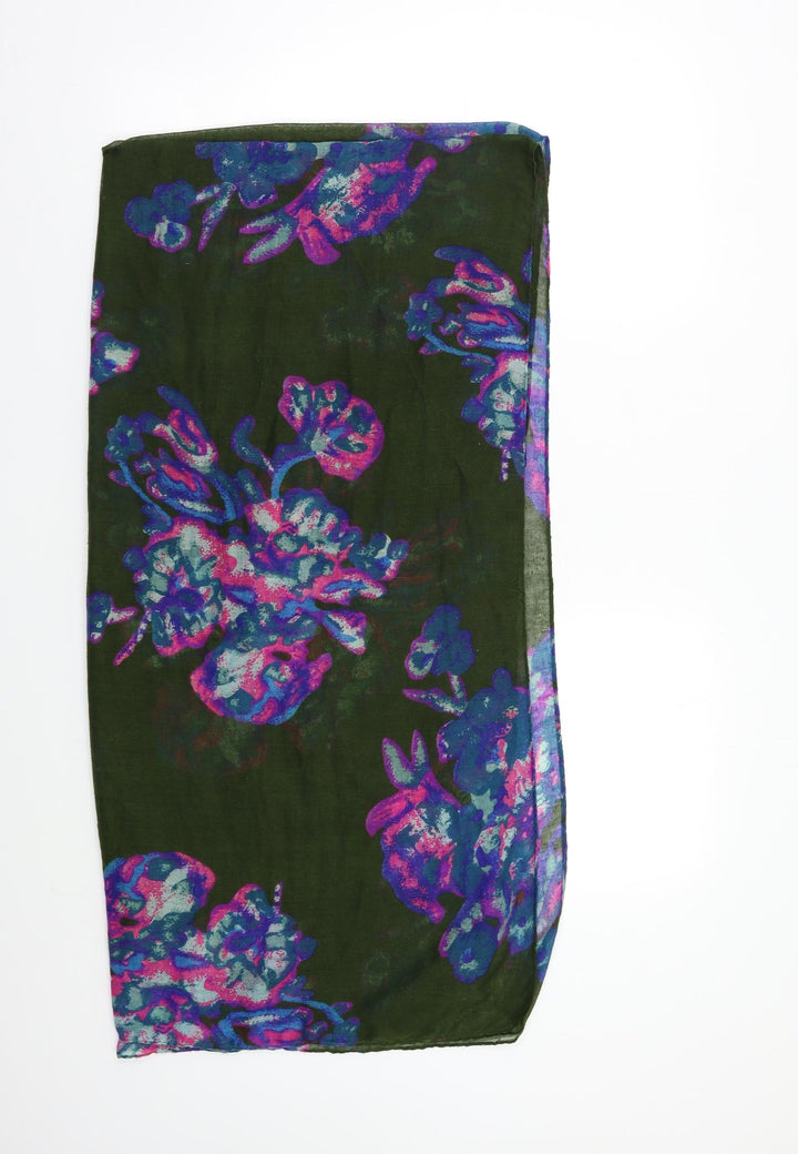 Preworn Womens Green Floral Scarf