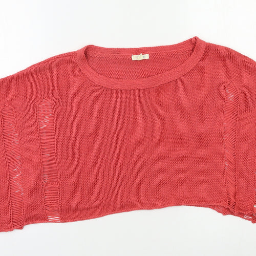 I Love H81 Womens Red   Pullover Jumper Size M  - Cropped