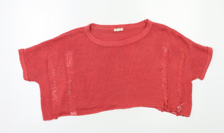 I Love H81 Womens Red Pullover Jumper Size M - Cropped