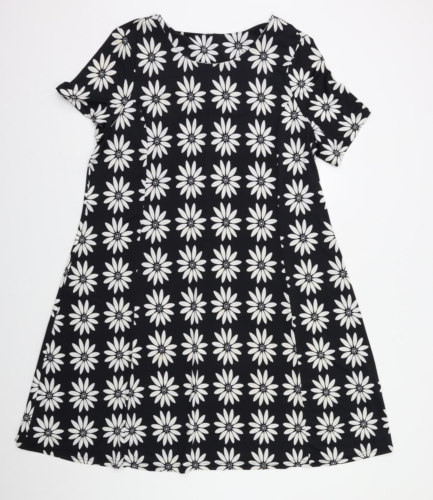 Preworn Womens Black Floral  A-Line  Size 20