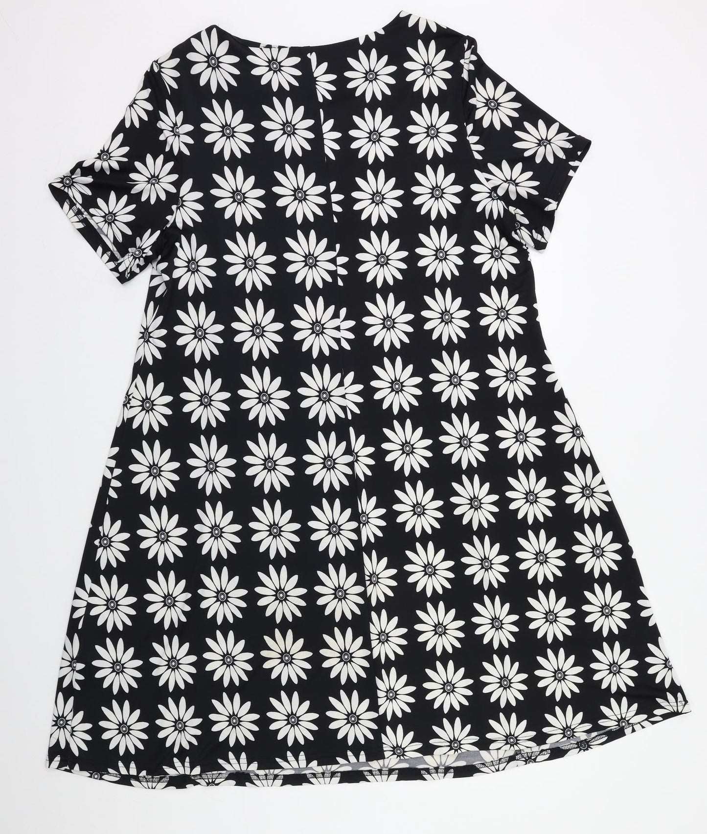 Preworn Womens Black Floral  A-Line  Size 20