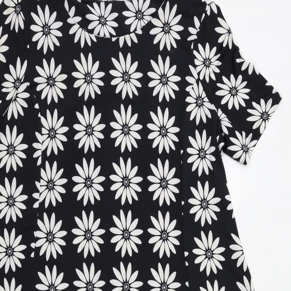Preworn Womens Black Floral  A-Line  Size 20
