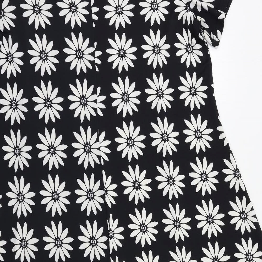 Preworn Womens Black Floral  A-Line  Size 20