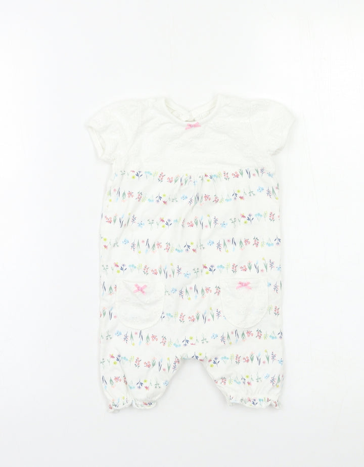 George Baby White Floral  Babygrow One-Piece Size 3-6 Months