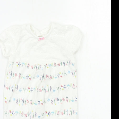George Baby White Floral  Babygrow One-Piece Size 3-6 Months
