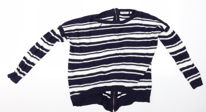Brave Soul Womens Multicoloured Striped  Pullover Jumper Size 12  - Brave Soul London - Zip Back Sweater