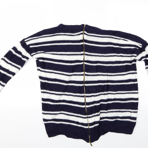 Brave Soul Womens Multicoloured Striped  Pullover Jumper Size 12  - Brave Soul London - Zip Back Sweater