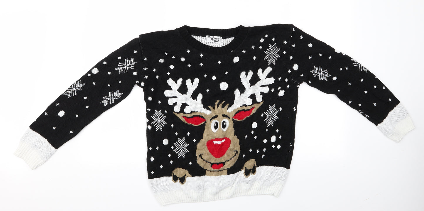 Miss Foxy Womens Multicoloured Animal Print  Pullover Jumper   - Miss Foxy Reindeer Christmas Jumper