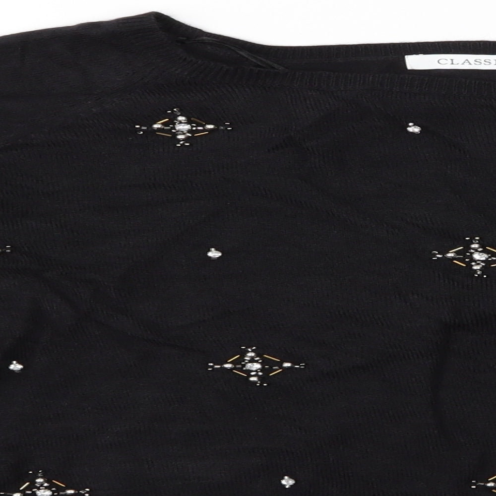 Marks and Spencer Womens Black   Pullover Jumper Size 16  - Beaded Jumper