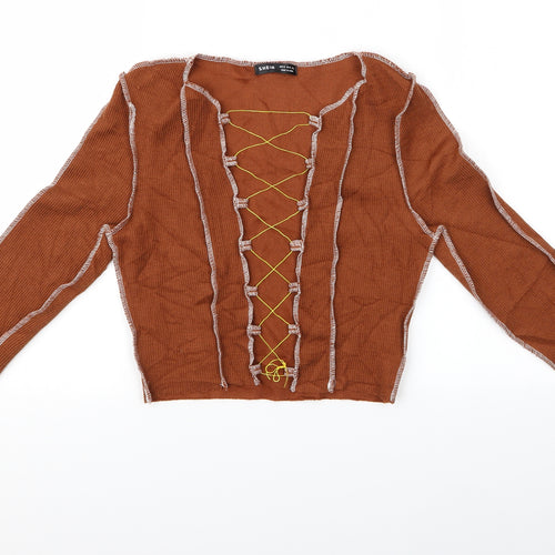 SheIn Womens Brown   Pullover Jumper Size M  - Open Front Sweater