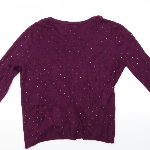 River Island Womens Purple   Cape Jumper Size 12  - River Island beaded cardigan