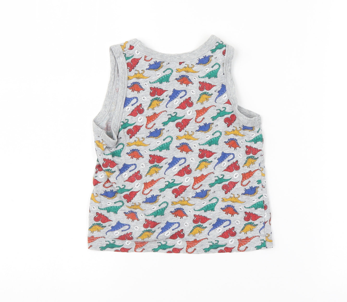 TU Boys Grey Animal Print  Basic Tank Size 3-4 Years  - Dinosaur
