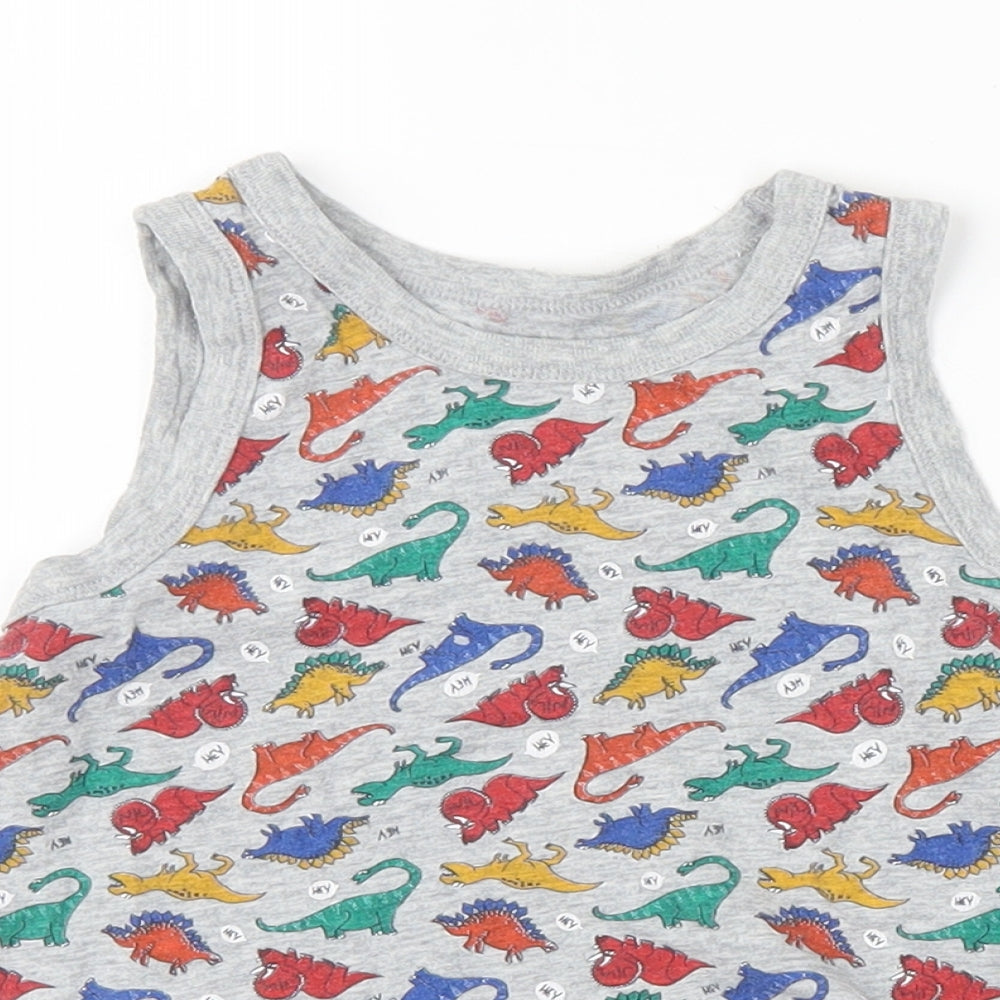 TU Boys Grey Animal Print  Basic Tank Size 3-4 Years  - Dinosaur