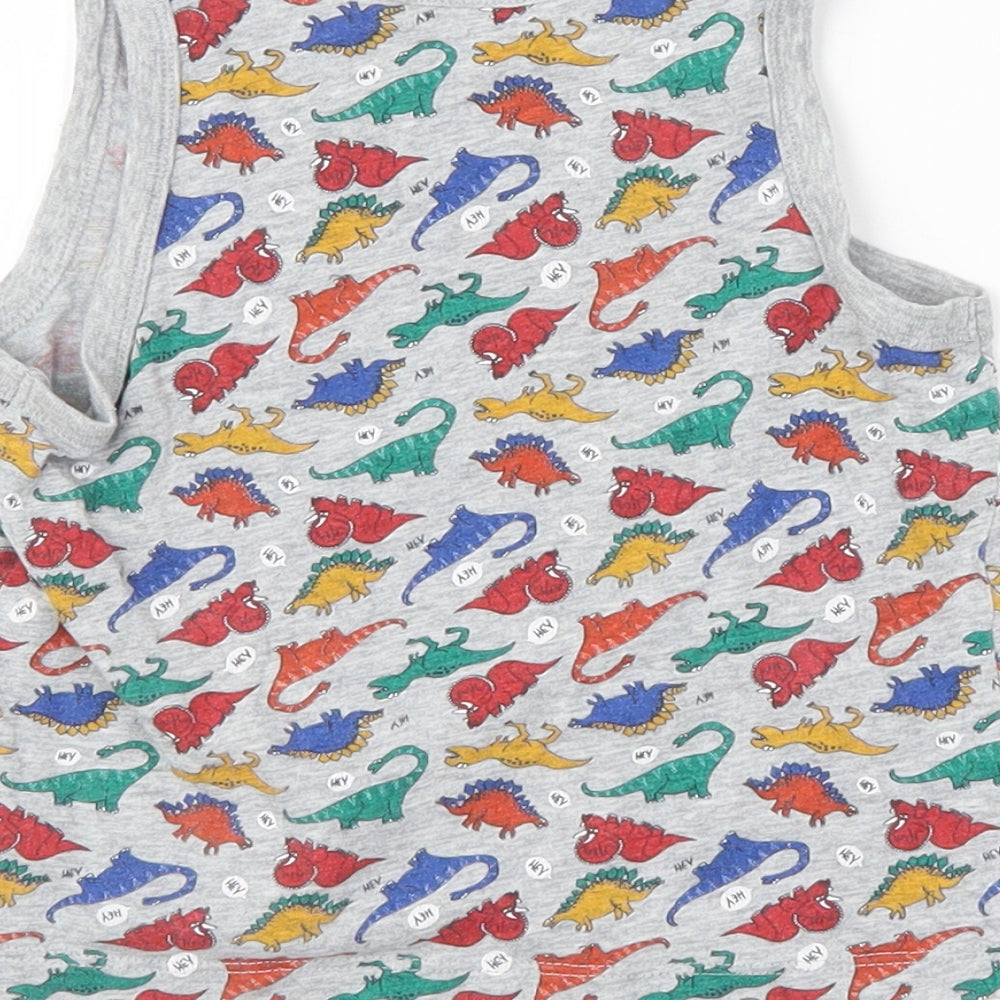 TU Boys Grey Animal Print  Basic Tank Size 3-4 Years  - Dinosaur