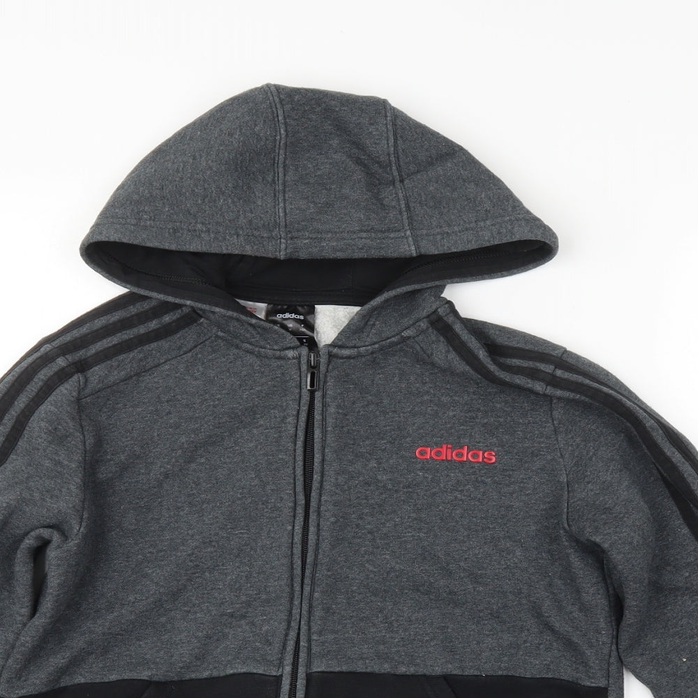 adidas Boys Grey Spotted  Full Zip Hoodie Size 11-12 Years
