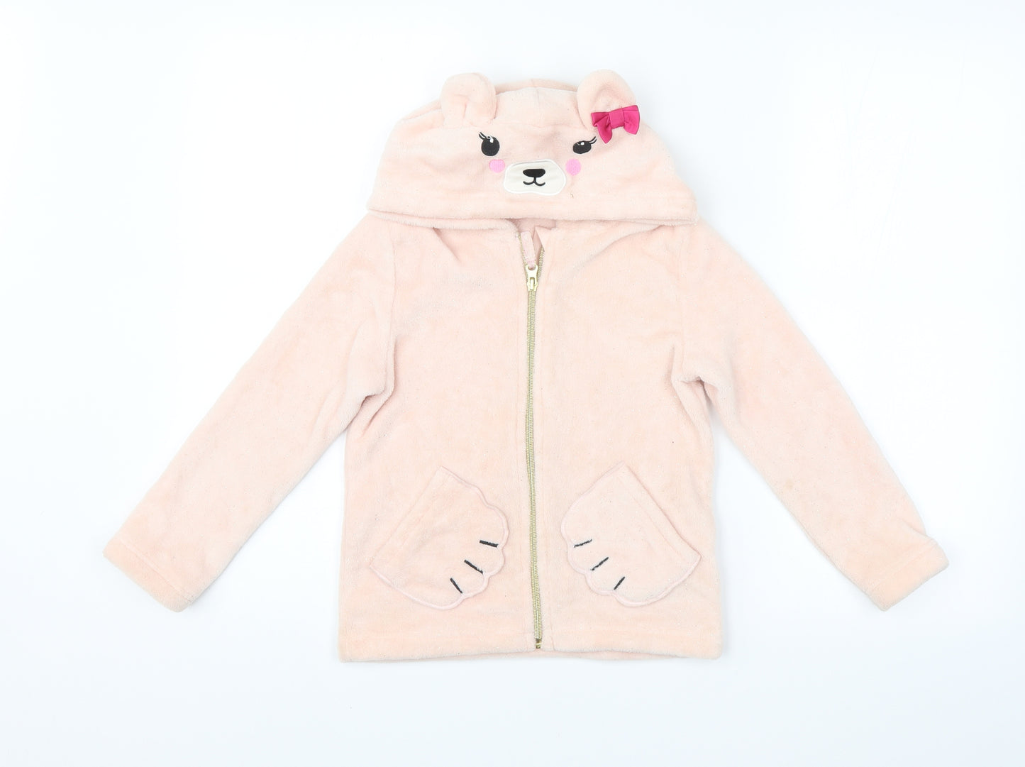 H&M Girls Pink   Full Zip Hoodie Size 5-6 Years