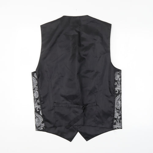 Preworn Mens Black Paisley   Suit Waistcoat Size XL