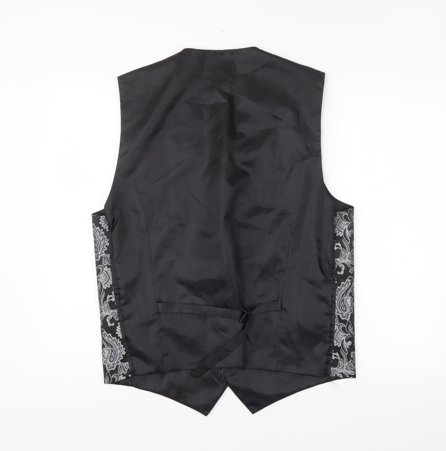 Preworn Mens Black Paisley   Suit Waistcoat Size XL