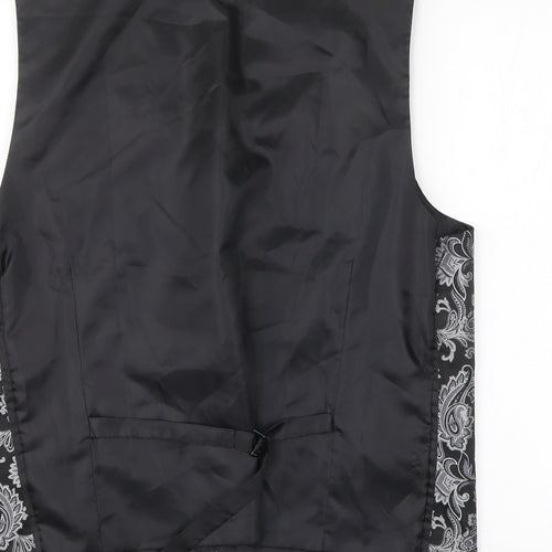 Preworn Mens Black Paisley   Suit Waistcoat Size XL