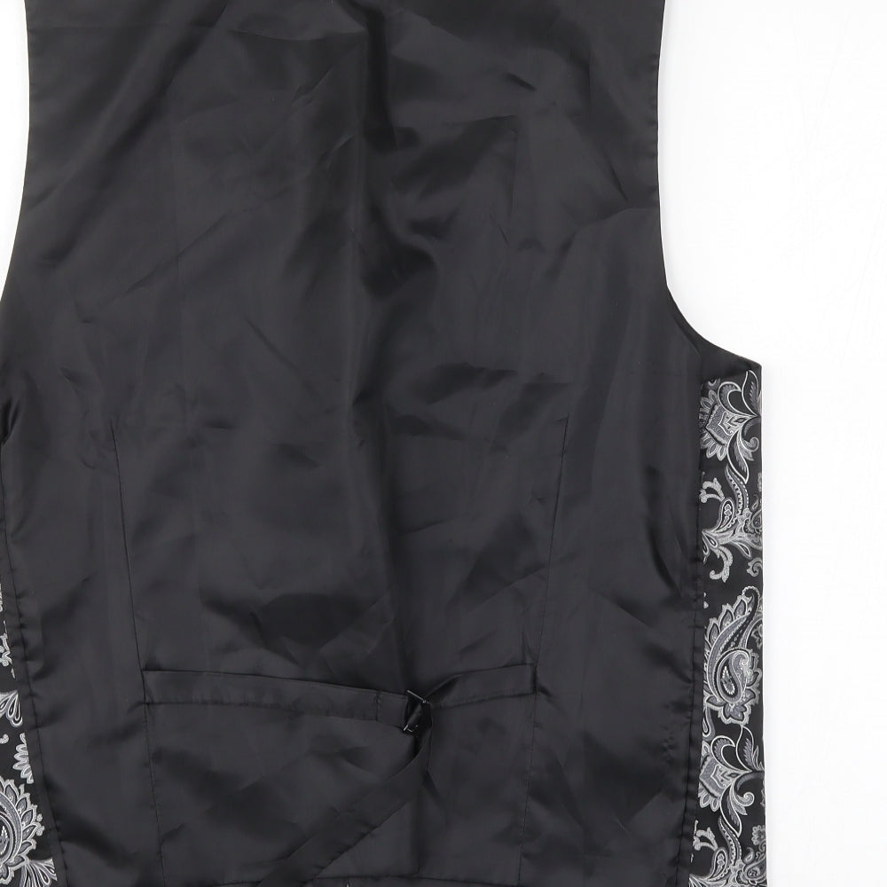Preworn Mens Black Paisley   Suit Waistcoat Size XL