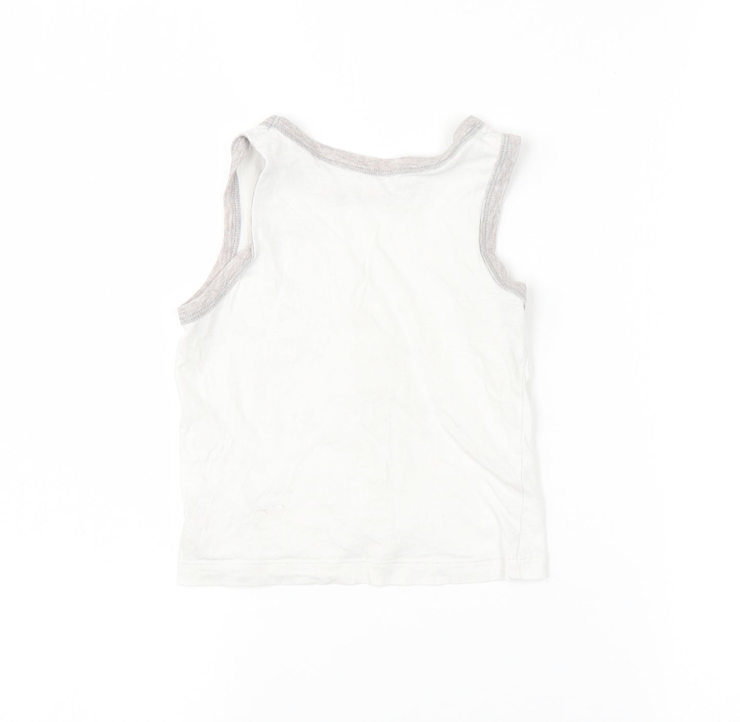 TU Boys White   Basic Tank Size 3-4 Years  - Dinosaur