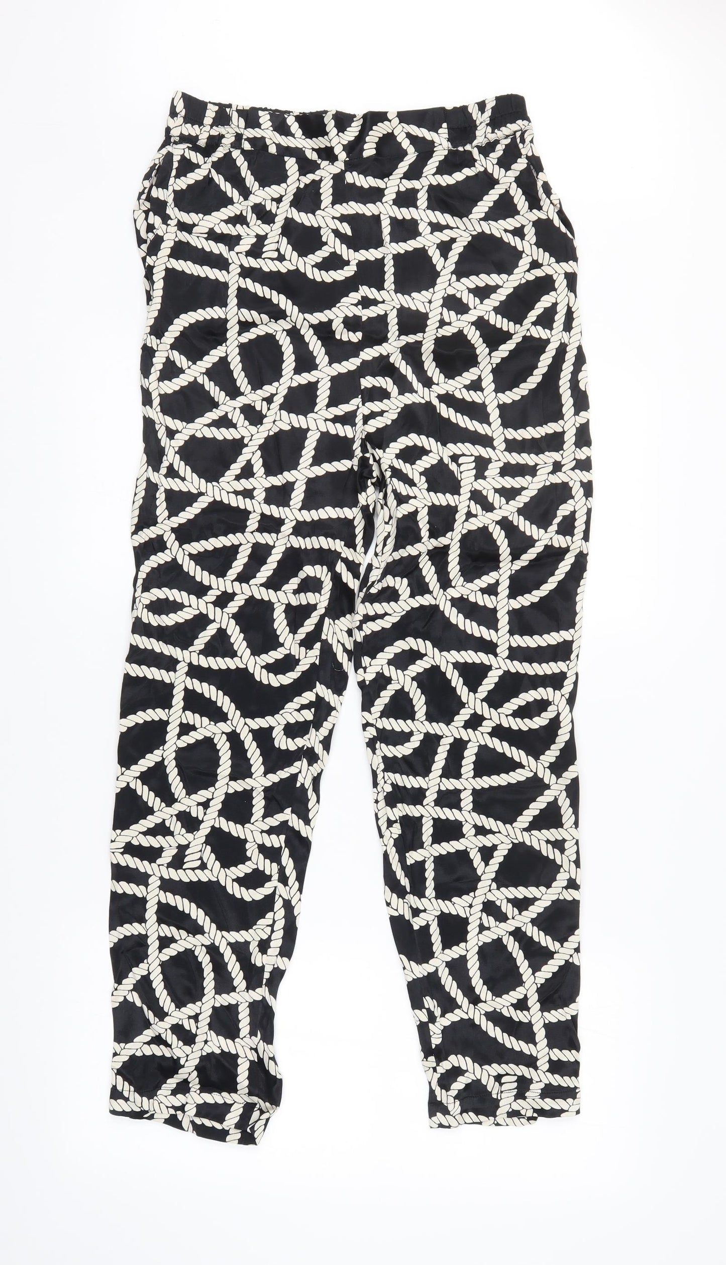 Nooki London Womens Black Geometric  Trousers  Size S L30 in