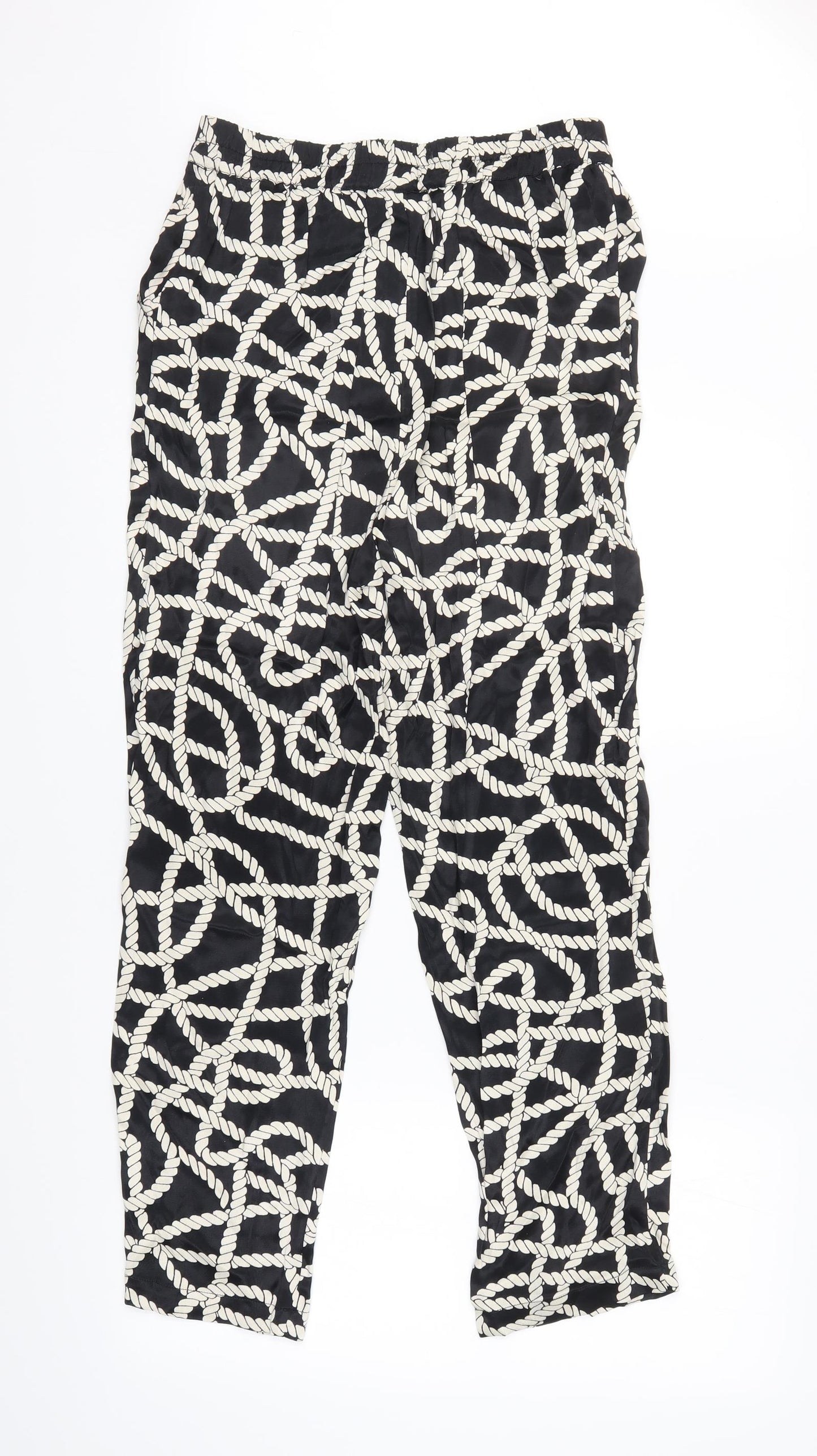 Nooki London Womens Black Geometric  Trousers  Size S L30 in