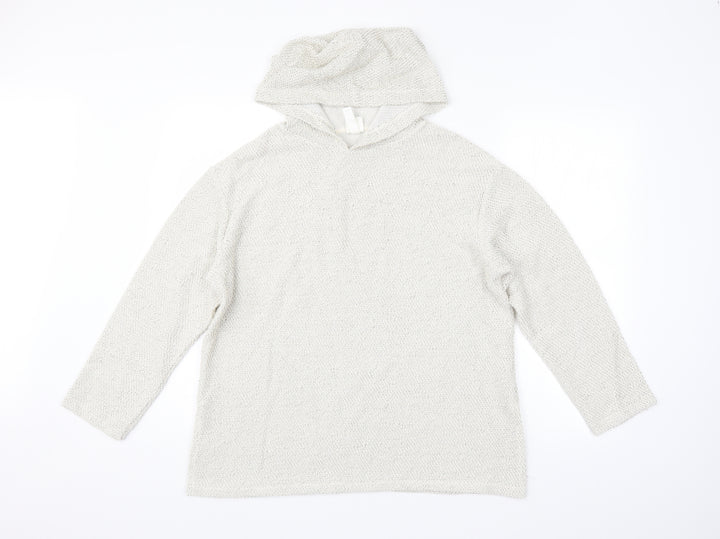 H&M Womens White Pullover Hoodie Size S