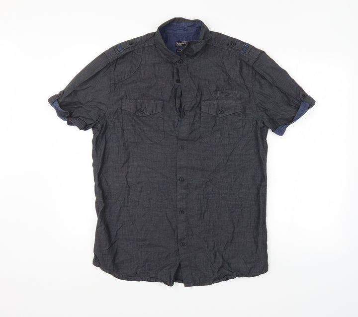Peacocks Mens Grey    Button-Up Size M