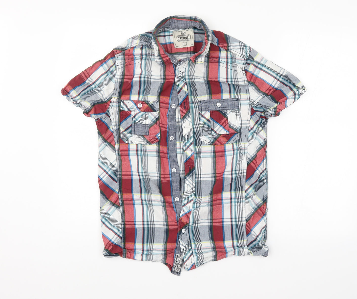 F&F Mens Multicoloured Check   Button-Up Size S