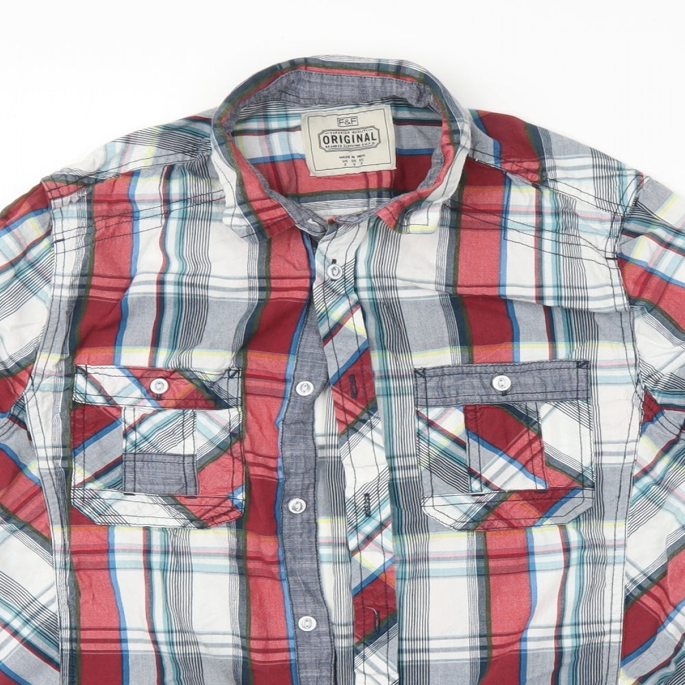 F&F Mens Multicoloured Check   Button-Up Size S