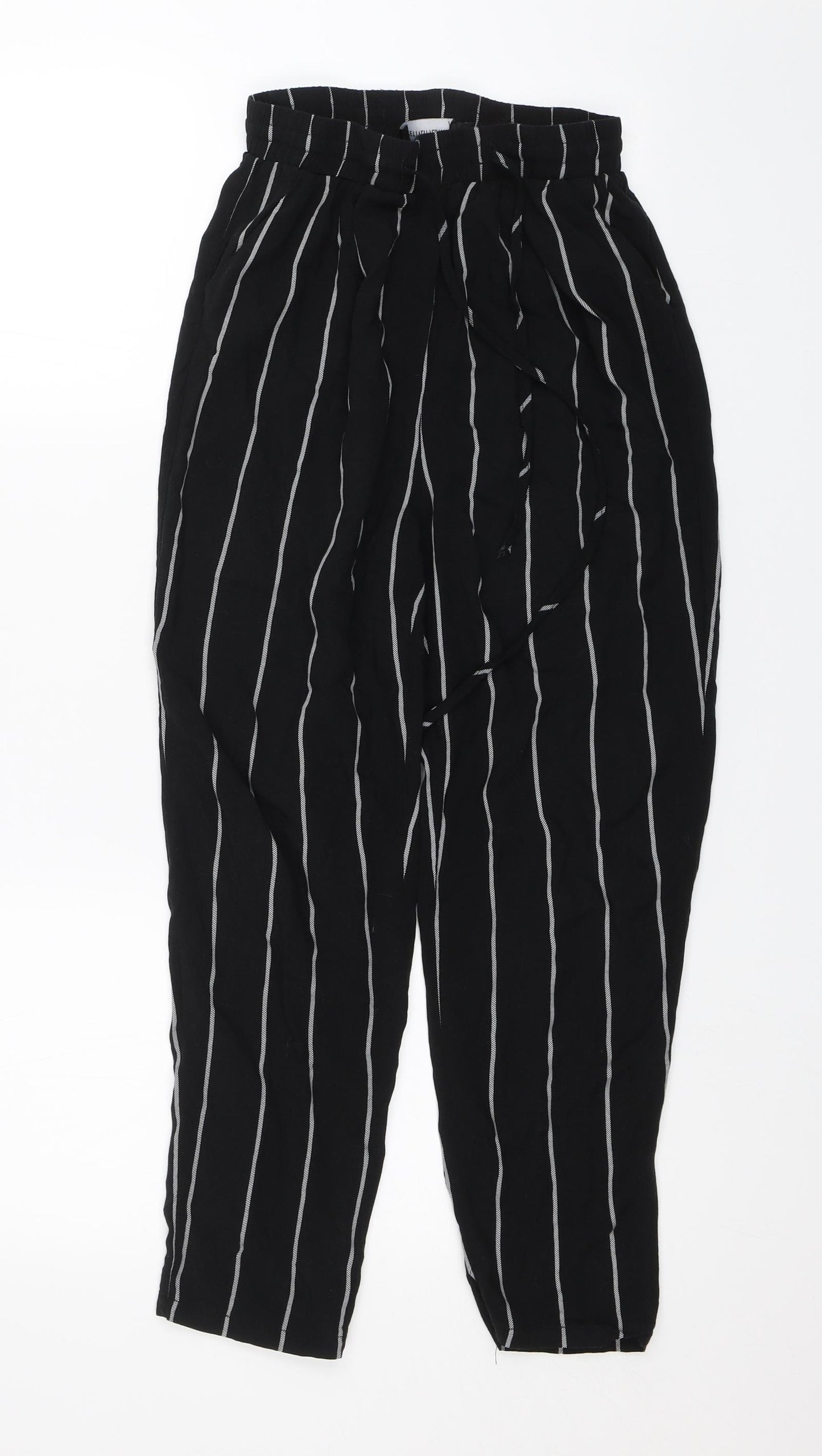PRETTYLITTLETHING Womens Black Striped  Trousers  Size 6 L23 in