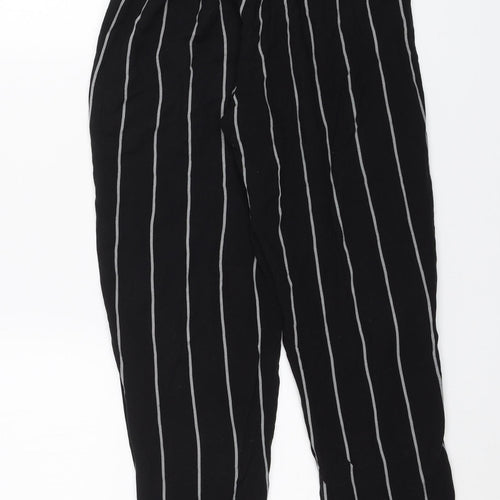 PRETTYLITTLETHING Womens Black Striped  Trousers  Size 6 L23 in