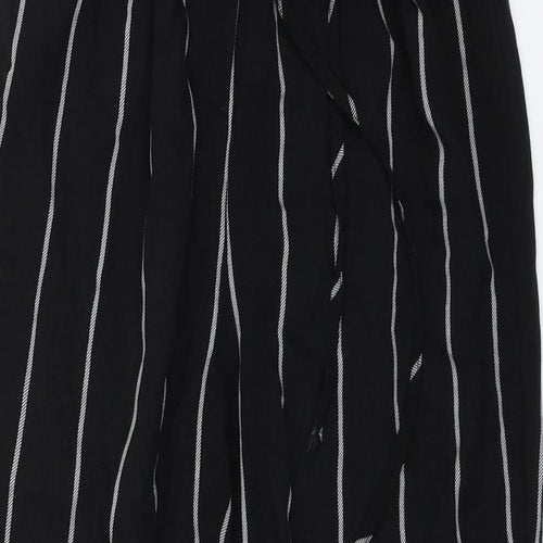 PRETTYLITTLETHING Womens Black Striped  Trousers  Size 6 L23 in