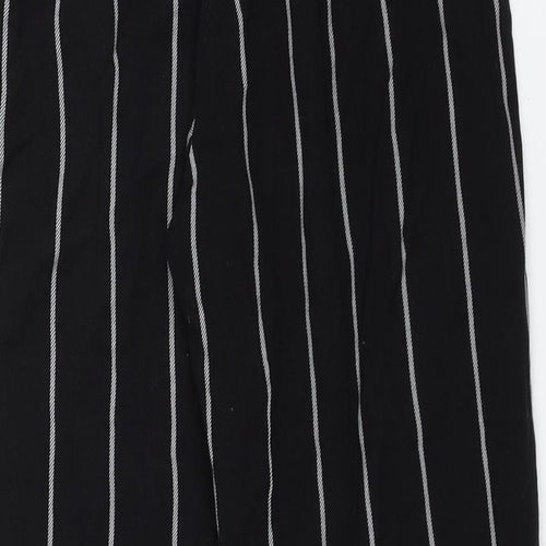 PRETTYLITTLETHING Womens Black Striped  Trousers  Size 6 L23 in