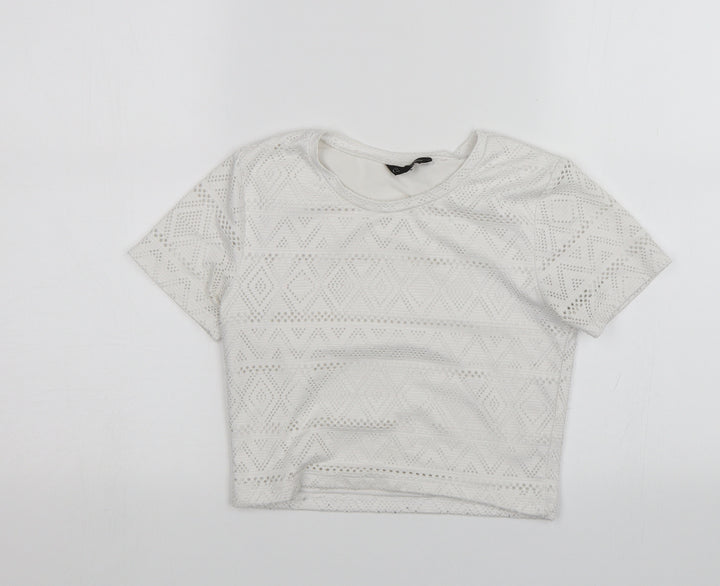 Candy Couture Girls White Basic T-Shirt Size 11 Years
