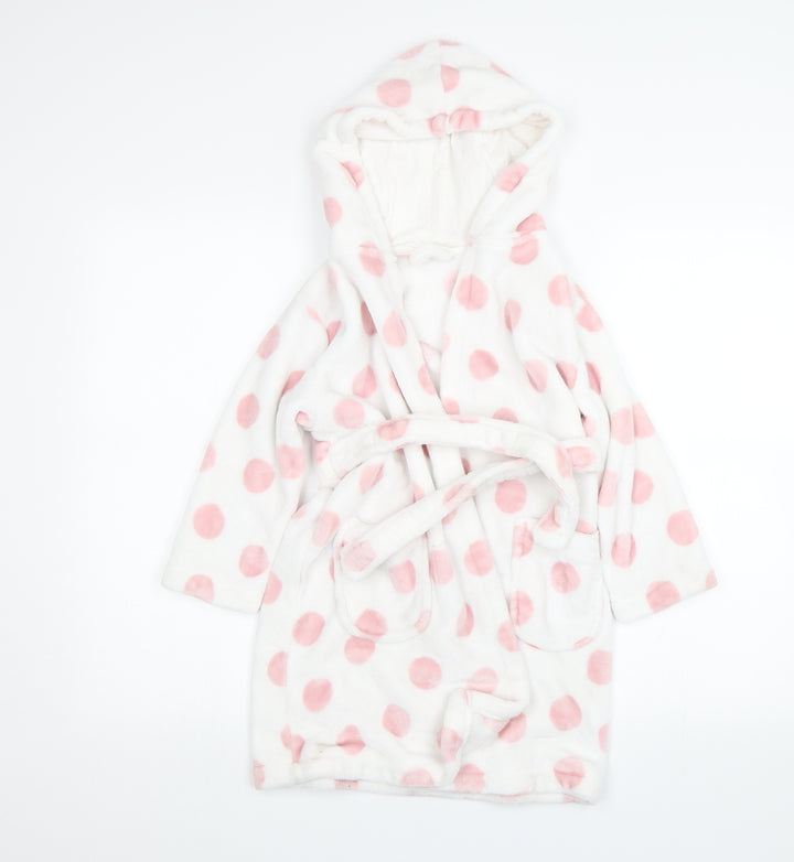 George Girls White Polka Dot Top Robe Size 5-6 Years