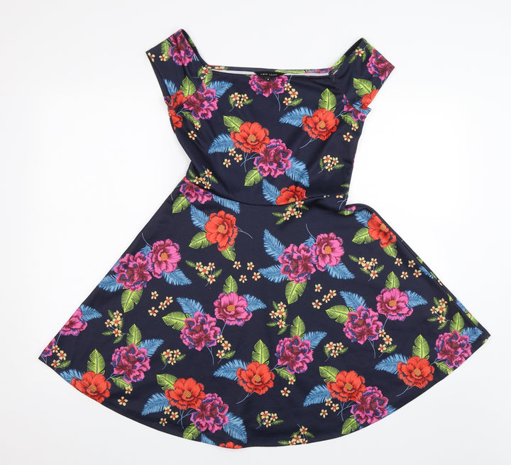 New Look Womens Blue Floral  Shift  Size 8